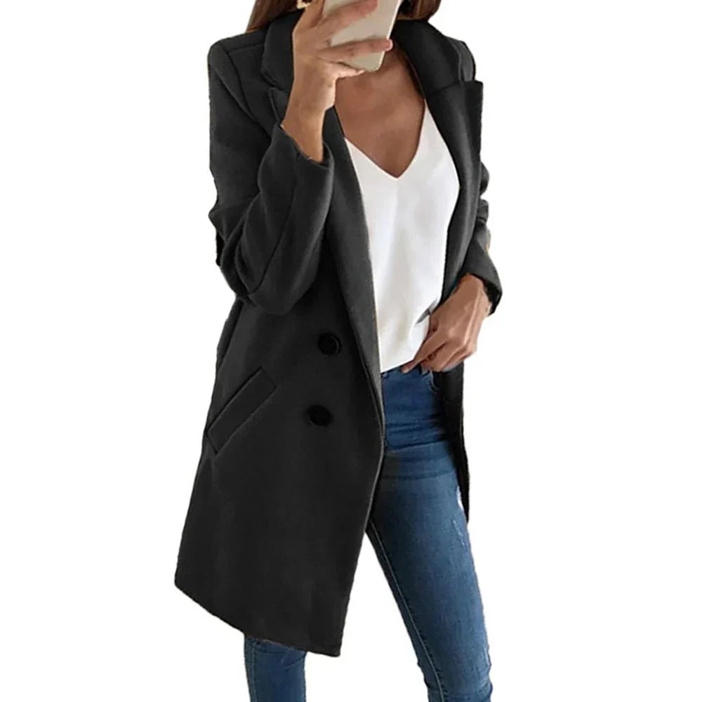 Levoire | Manteau Blazer Long Élégant Noir