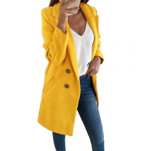 Levoire | Manteau Blazer Long Élégant Jaune