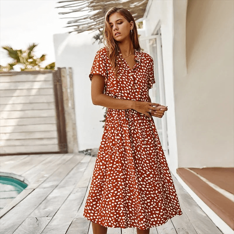 Levoire | Robe midi aérienne pour femmes Matériau léger Rot