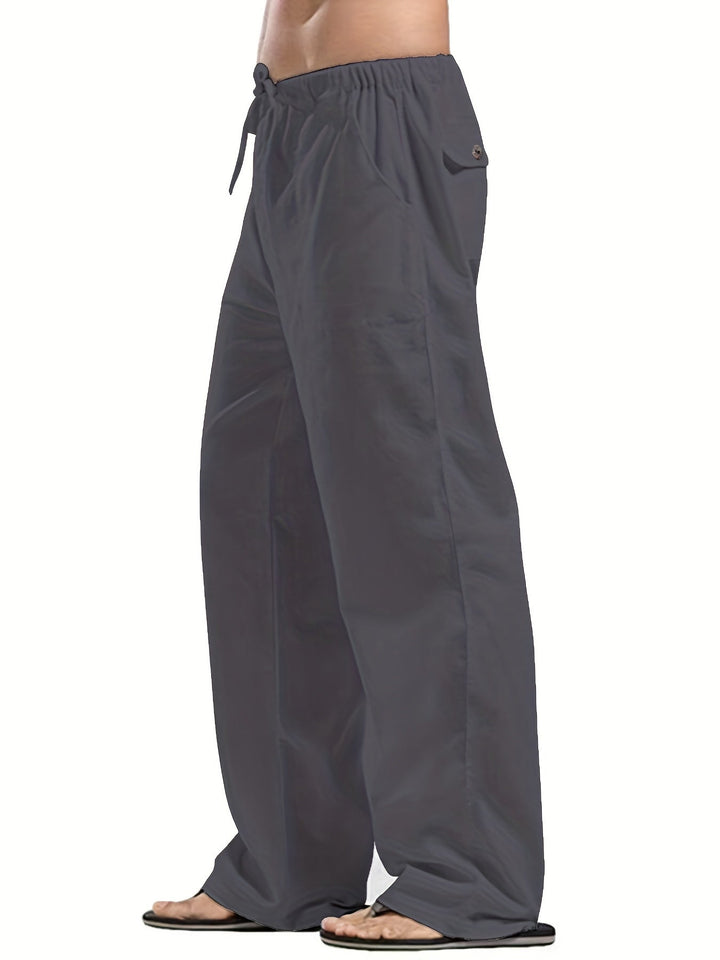 Levoire | Pantalons Pour Hommes En Mélange De Coton Et De Lin Avec Une Taille Élastique Décontractée