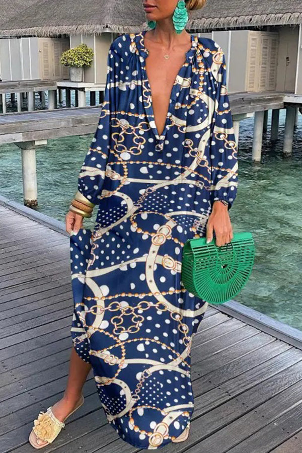 Levoire | Robe Chemise À Imprimé Abstrait Avec Patte De Boutonnage Bleu marine