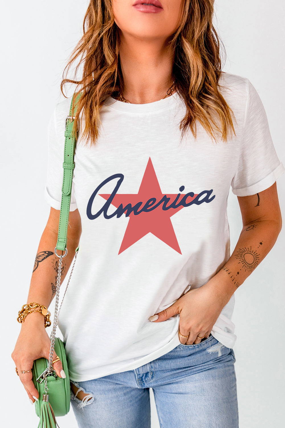 Levoire | Étoile Col rond Manches courtes T-shirt Blanc
