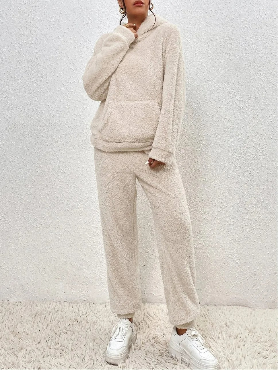 Levoire | Fleece Confortable Avec Capuche Abricot