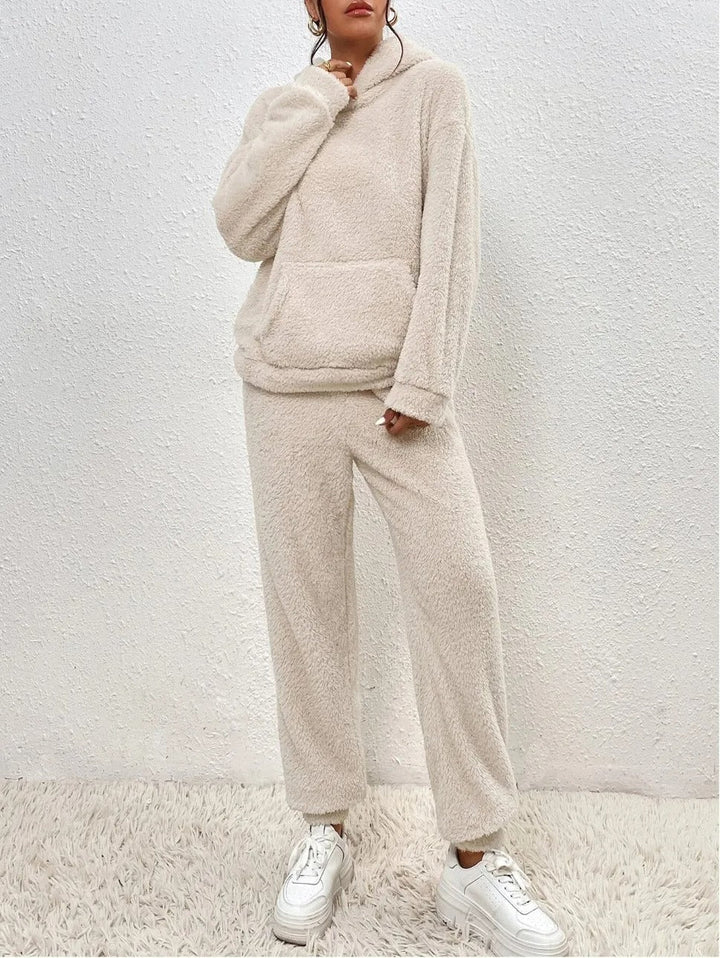 Levoire | Fleece Confortable Avec Capuche Abricot