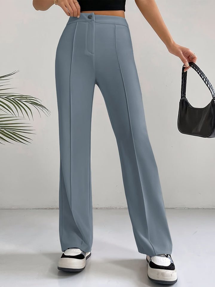 Levoire | Pantalons droits taille haute Mukavat avec bouton Bleu clair