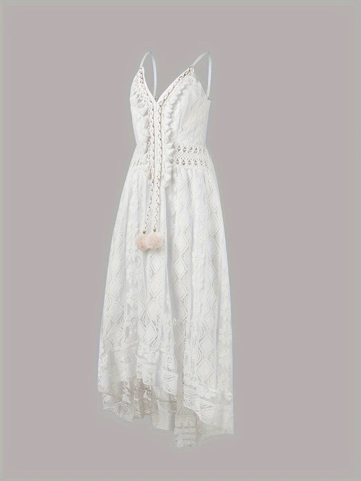 Levoire | Robe Maxi Boho D'Été Avec Bretelles Spaghetti Et Décolleté En V