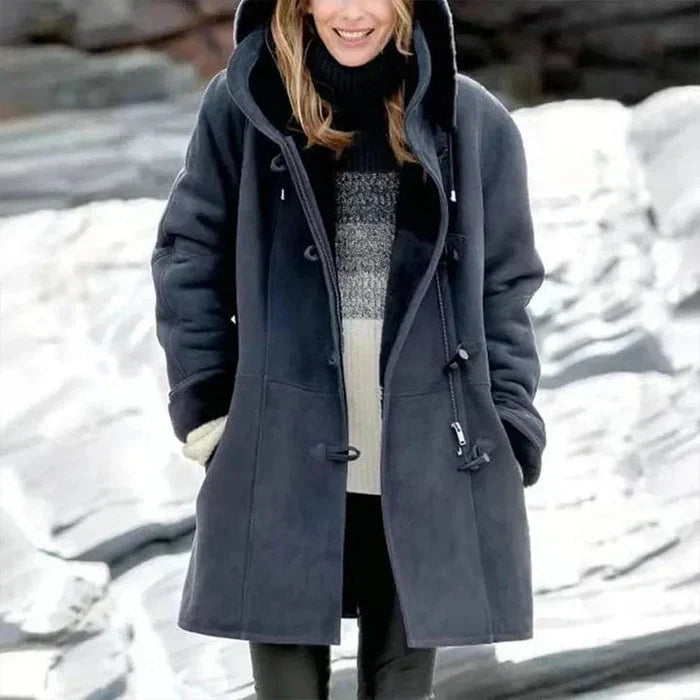 Levoire | Manteau À Capuche Aspect Cachemire Bleu Marine