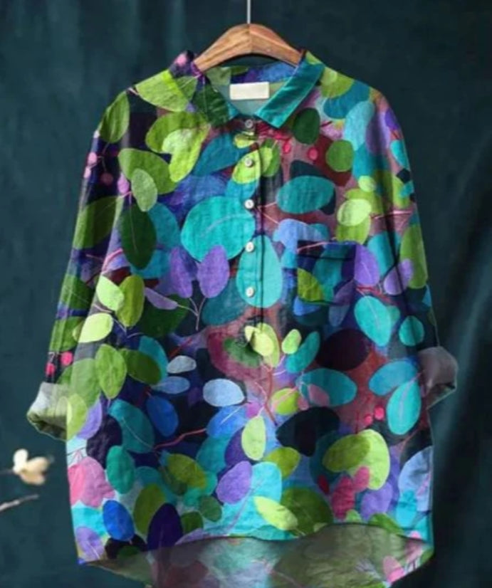 Levoire | Blouse Artistiquement Imprimée Avec Boutonnage Pour Femmes Fleurs 7