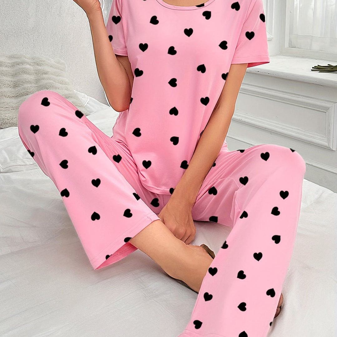 Levoire | Ensemble De Pyjama Femme À Motif De Cœur