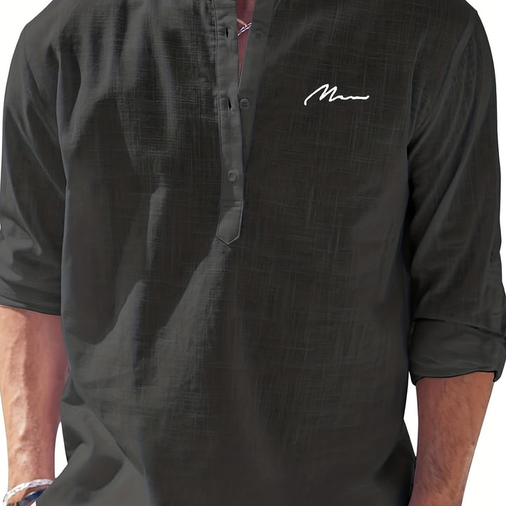 Levoire | Retro Pellavasekoite Henley-Shirt À Manches Longues