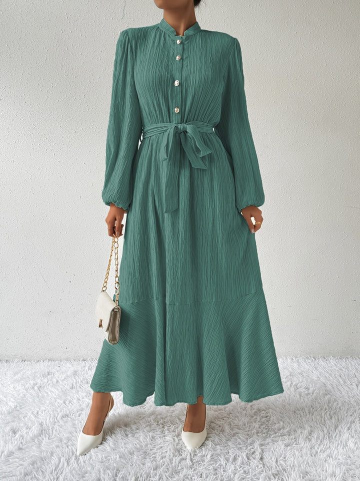 Levoire | Robe À Manches Longues Et Ceinture À Nœuds Aigue-marine foncé