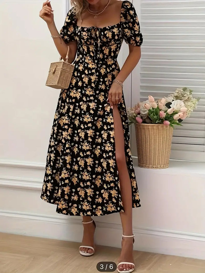 Levoire | Robe En A-Ligne Avec Imprimé Floral Et Manches Bouffantes Pour Le Printemps Et L'Été
