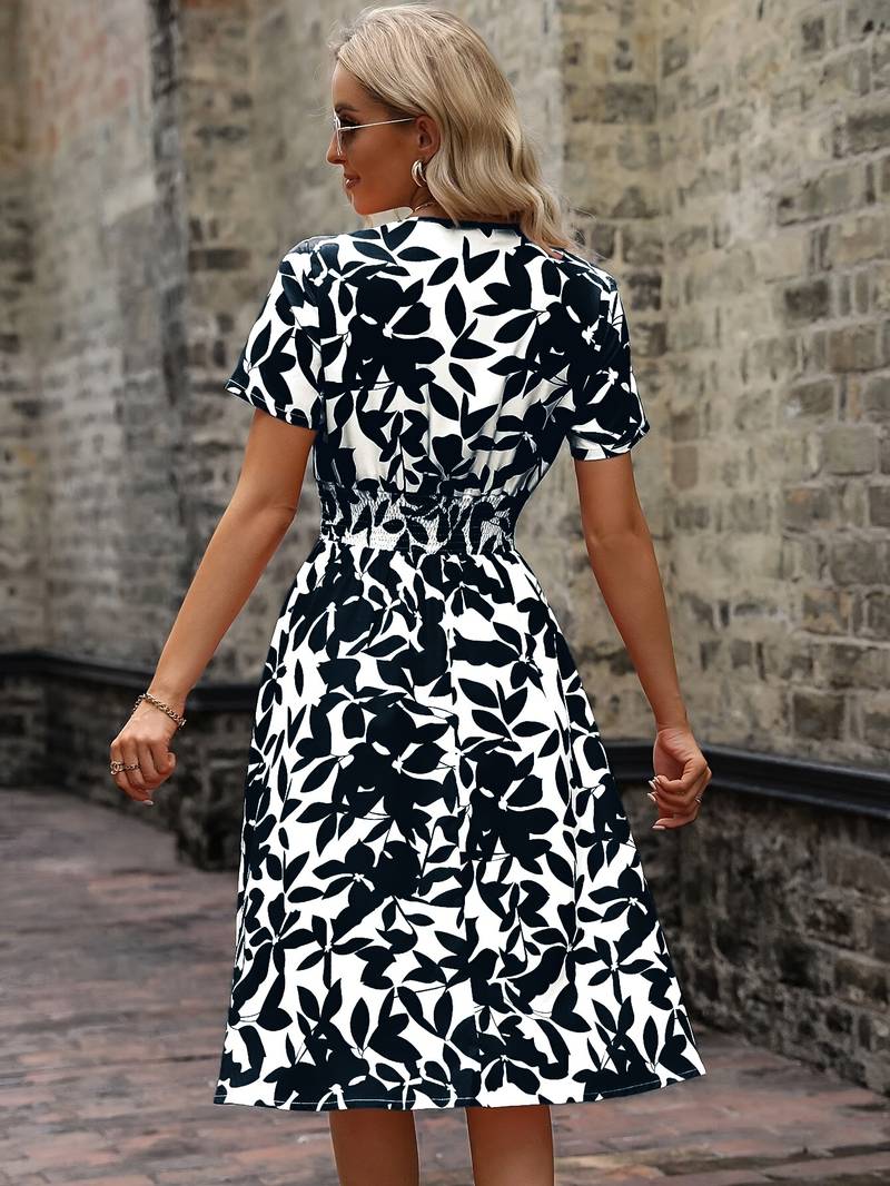 Levoire | Robe Portefeuille À Manches Courtes Avec Motif Floral