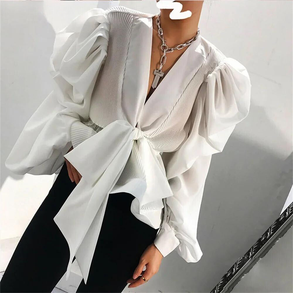 Levoire | Chemise Longue Blanche À Col En V Blanc