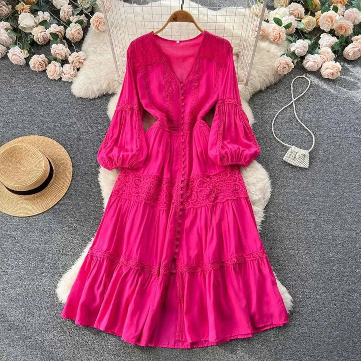 Levoire | Robe avec manches bouffantes et taille délicate Rosenrot
