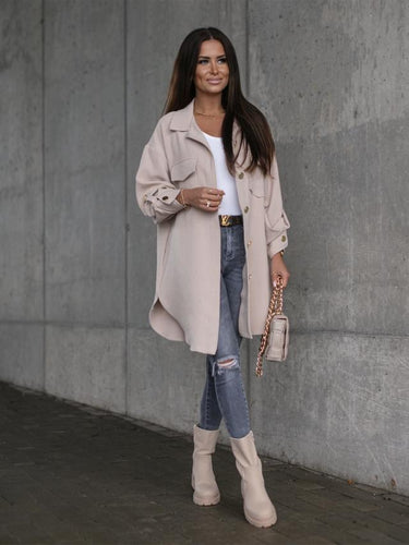 Levoire | Élégant Tendance, Long Chemisier Avec Look Laine Pour Femmes