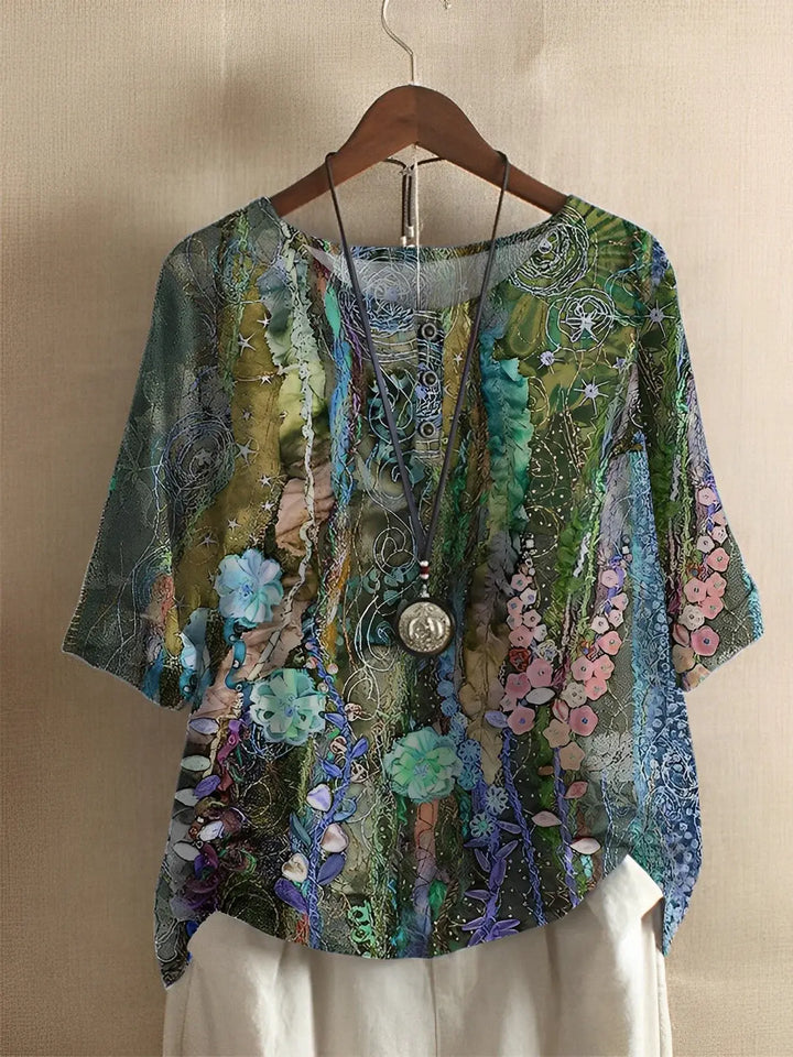 Levoire | Chemise a Line Floral Fiber Art Jaune