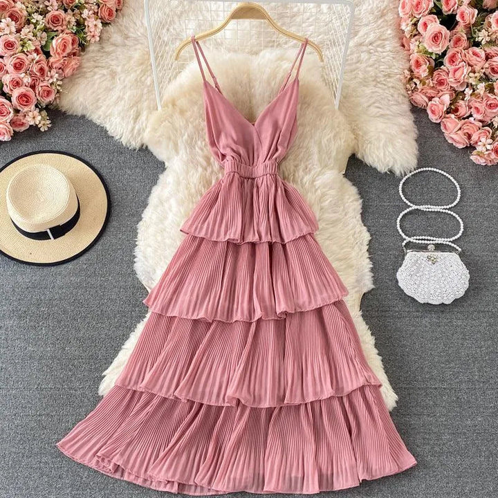 Levoire | Robe longue avec décolleté en V de style français Rosa Une taille