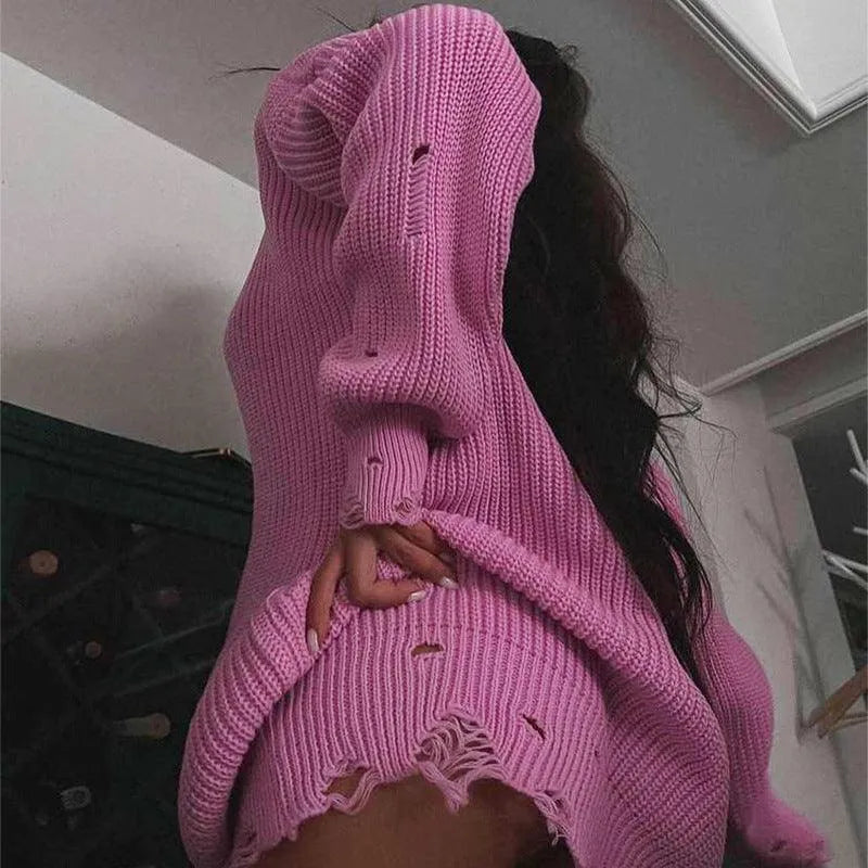 Levoire | Rento pull, avec des déchirures Rosa