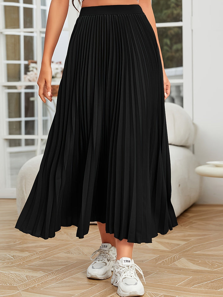 Levoire | Plissé Uni Boucle Coupe Jupe Noir