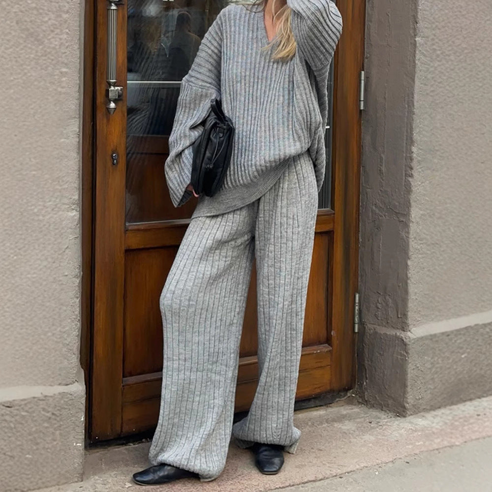 Levoire | Robe Pantalon Pull Décolleté V Gris
