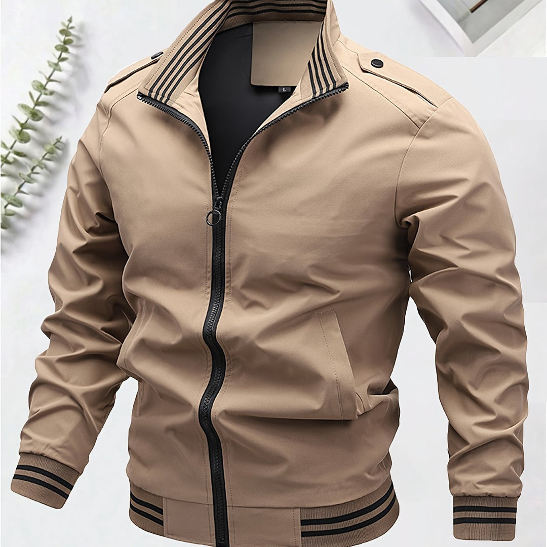 Levoire | Khaki Veste Tendance Pour Hommes Avec Fermeture Éclair Et Col Roulé Couleur kaki