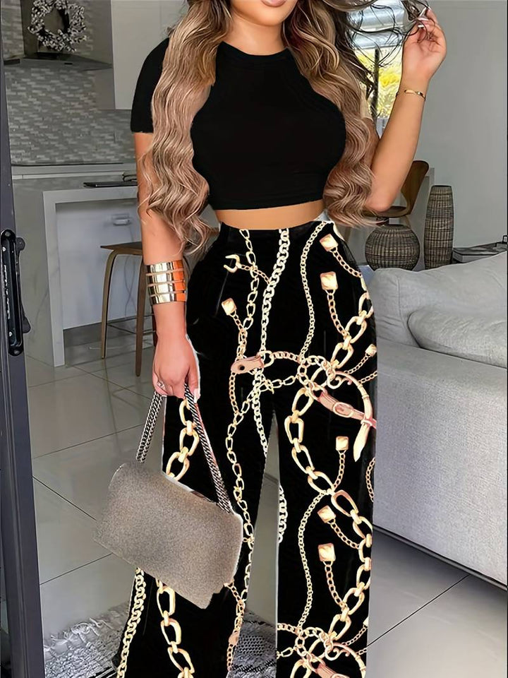 Levoire | Ensembledeuxpiècesavectopetpantalonsfleuris Noir