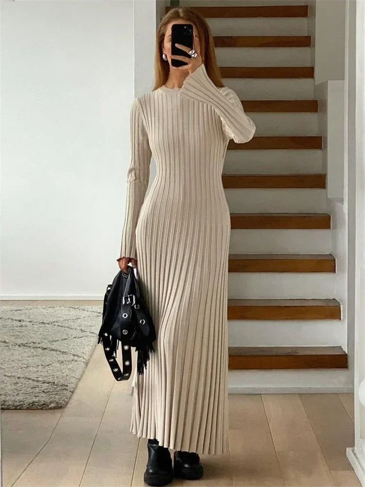 Levoire | Robe Maxi Côtelée Avec Coupe Ajustée Abricot
