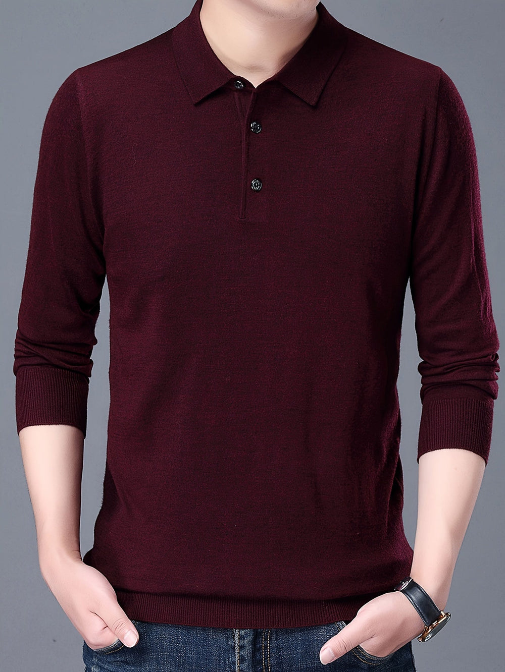 Levoire | Rento Tricoté Pull Homme En Laine Avec Revers Dans Une Couleur Non Combinée