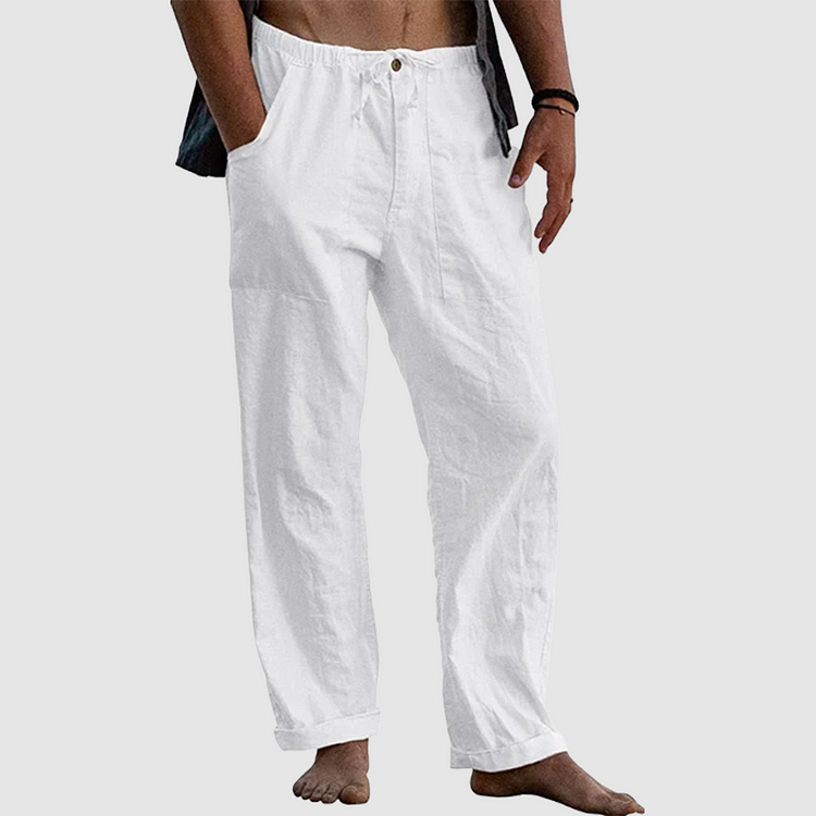 Levoire | Détente Ajustement Pantalons Légers En Lin Pour Hommes Blanc