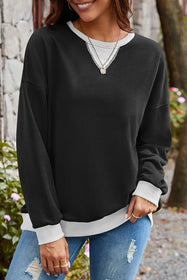 Levoire | Grande Taille Femme Sweat-Shirt Avec Blocs De Couleurs Et Manches Longues Noir