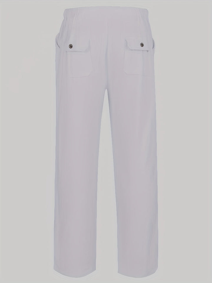 Levoire | Pantalons Pour Hommes En Mélange De Coton Et De Lin Avec Une Taille Élastique Décontractée