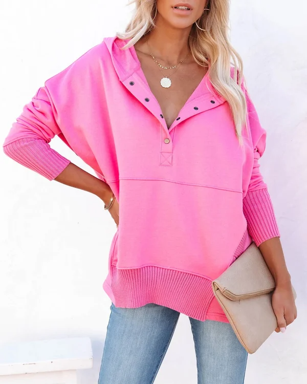 Levoire | Sweat À Capuche Tendance Pour Femmes Avec Décolleté En V Rosa