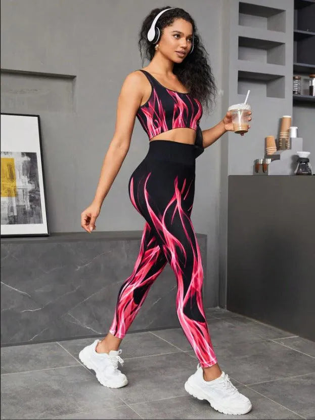 Levoire | Haut et pantalons avec soutien-gorge de sport à élastique haut avec dégradé de couleur