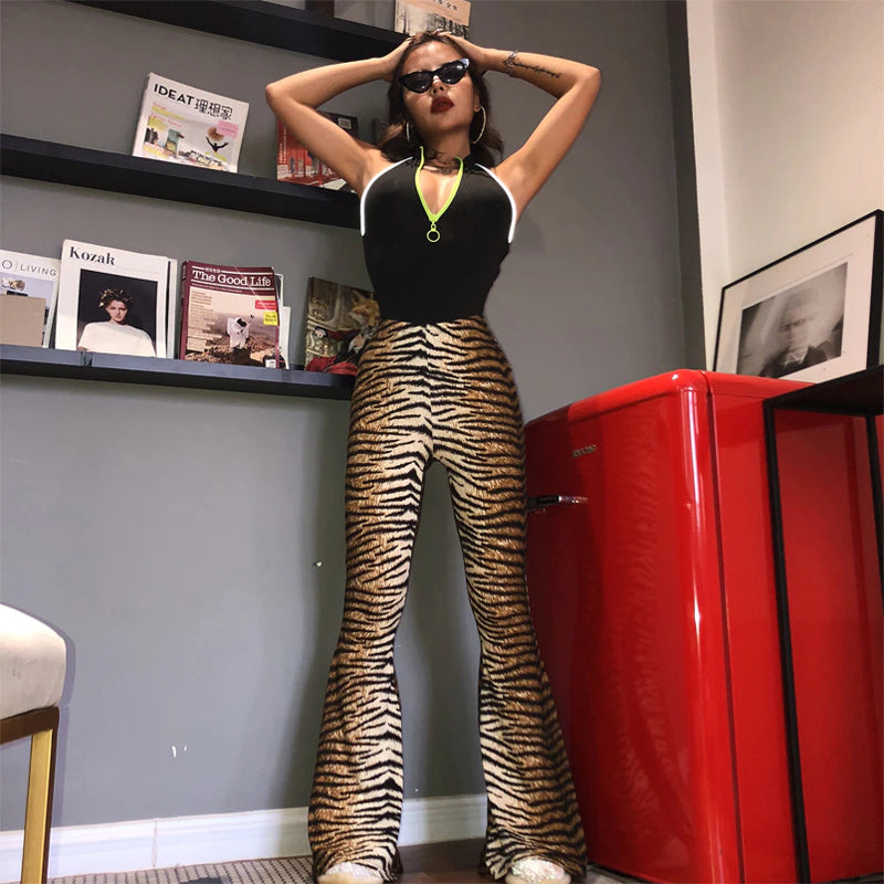 Levoire | Pantalon Évasé Animal Un Pantalon Élégant Et Sexy