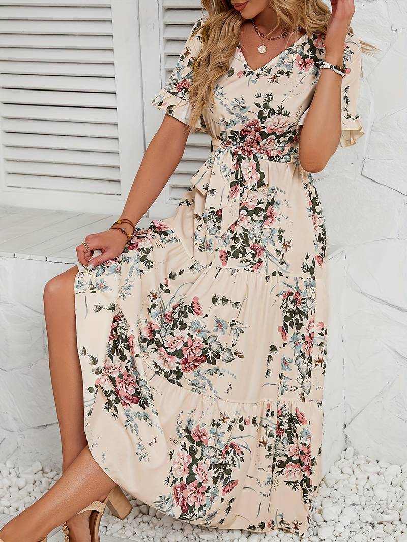 Levoire | Robe À Manches Courtes Avec Imprimé Floral