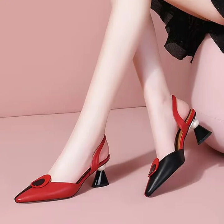 Levoire | Escarpins patchwork en cuir PU Rouge