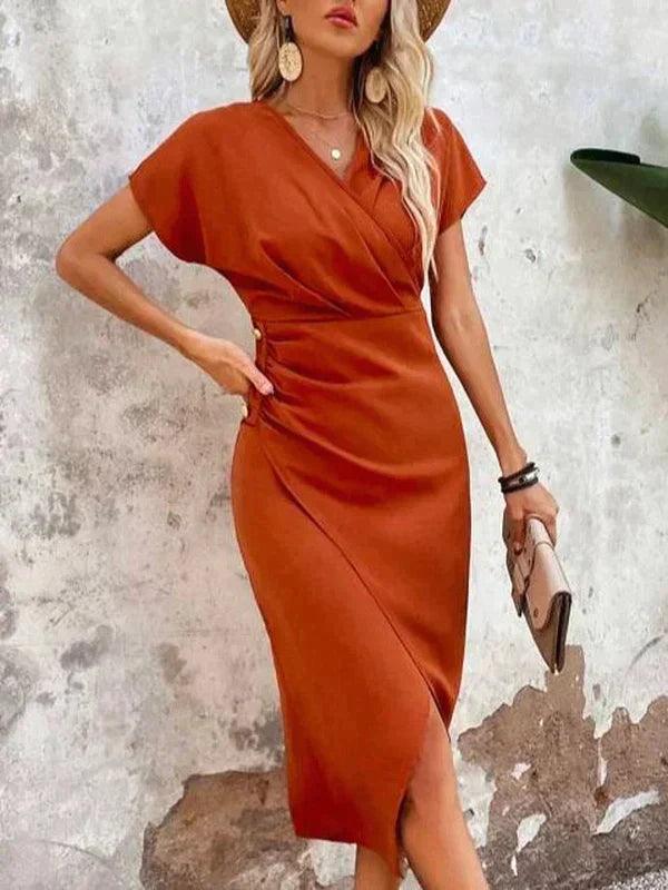 Levoire | Robe Midi Orange Pour Femmes