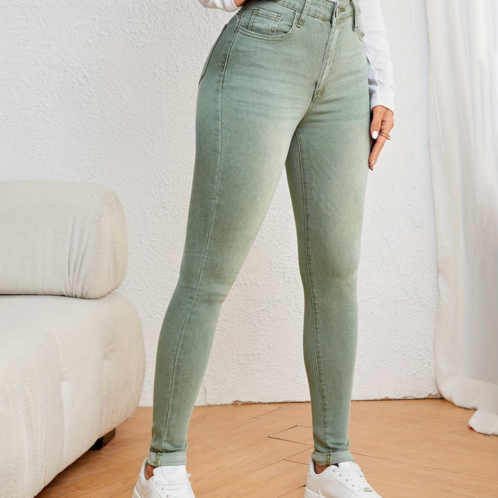 Levoire | Vert Olive Femme Jean Slim Fit Taille Haute Couleur matcha