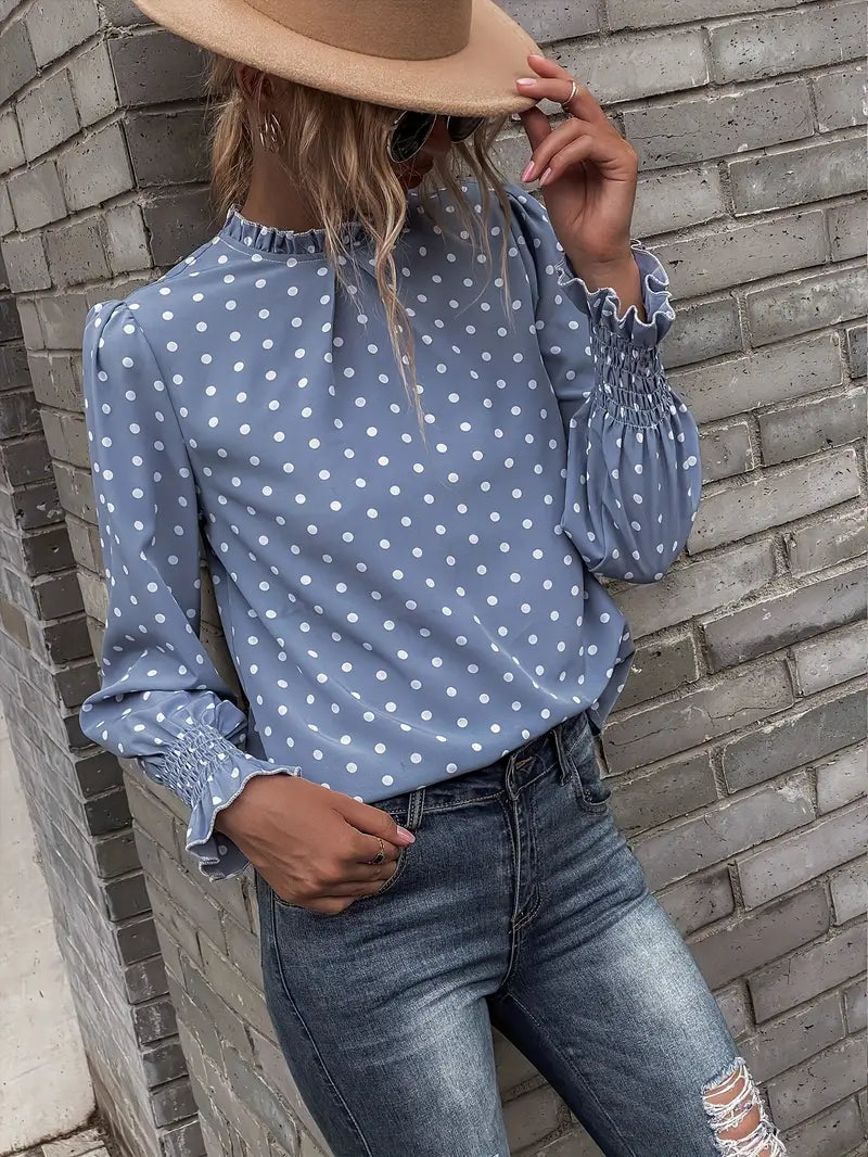 Levoire | Blouse À Pois Avec Col À Volants Pour Femmes