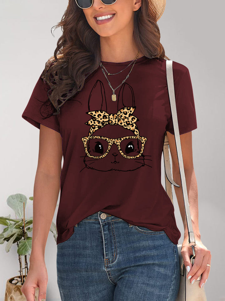 Levoire | Jänis Graafinen Col Rond Manches Courtes T-shirt Bourgogne