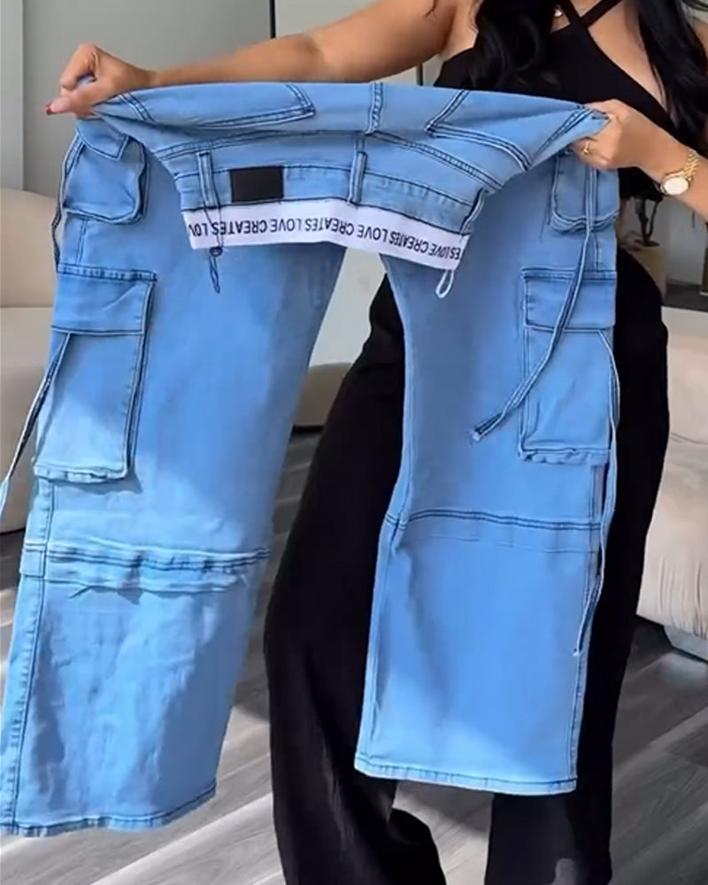 Levoire | Ceinture Taille Double Pantalon Cargo Jeans