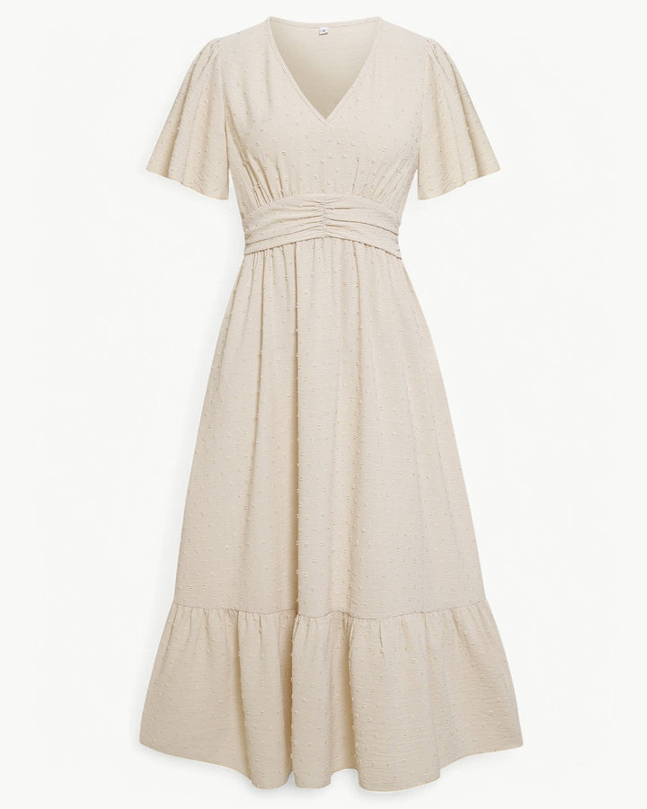 Levoire | Robe Longue À Encolure En V Avec Manches Courtes