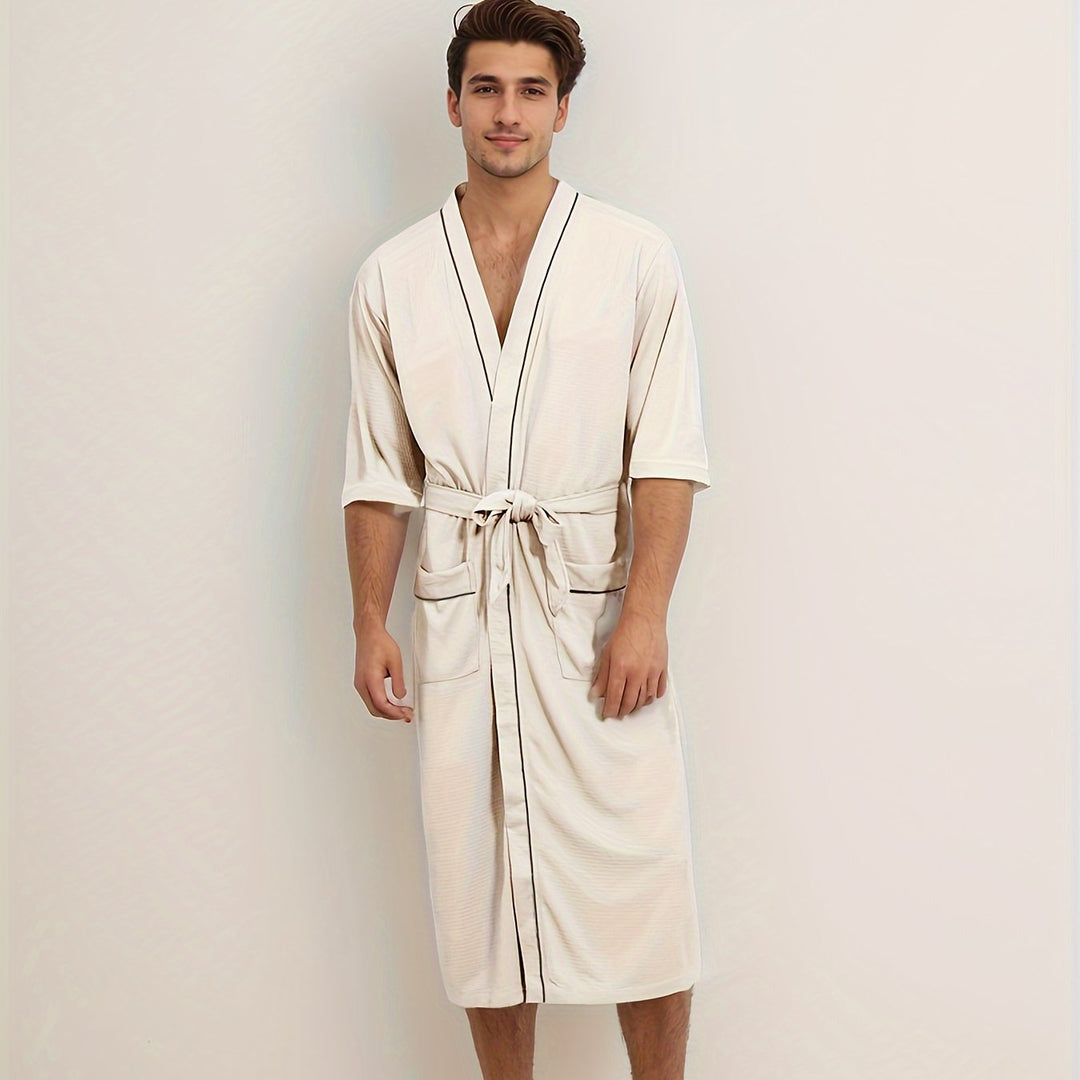 Levoire | Peignoir Pour Homme Élégant À Manches Courtes Et Poches Doubles