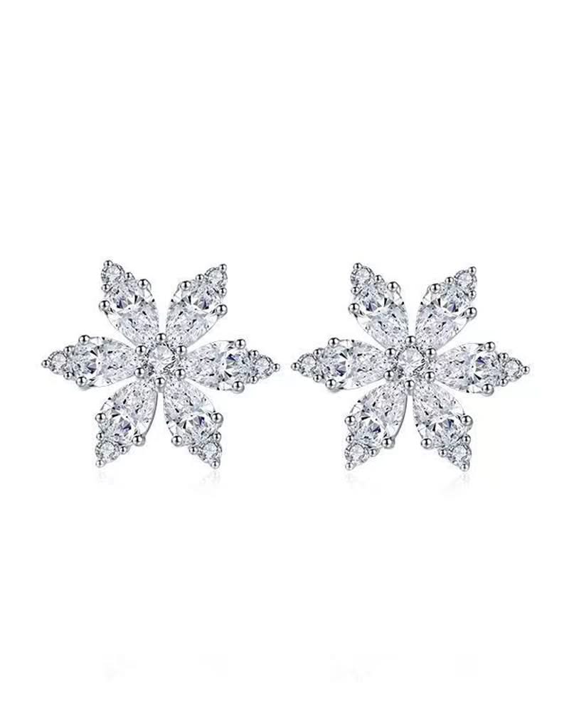 Levoire | Boucles D'Oreilles Zircon Fleur De Flocon De Neige