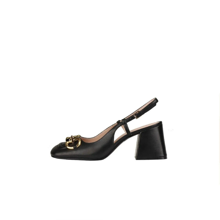 Levoire | Chaussures rétro pour femmes à talons et boucles - Élégance et style intemporels Noir dos vide 5 cm
