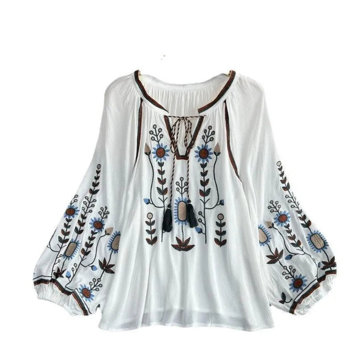 Levoire | Chemise à col rond pour femmes avec broderie