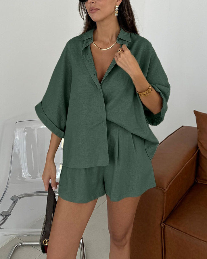 Levoire | Blouse Élégante Et Shorts Olivier