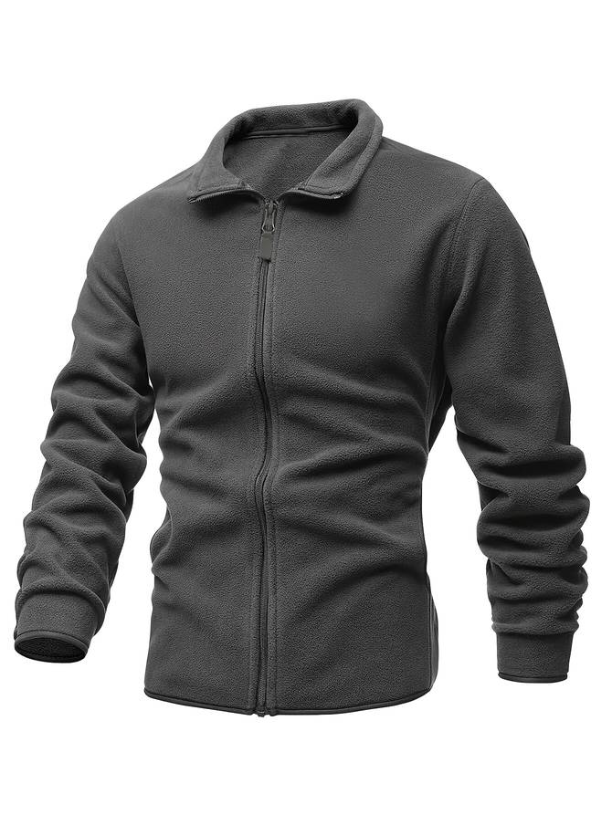 Levoire | Veste Polaire Zippée Longue Chaude À Manches Longues Gris foncé