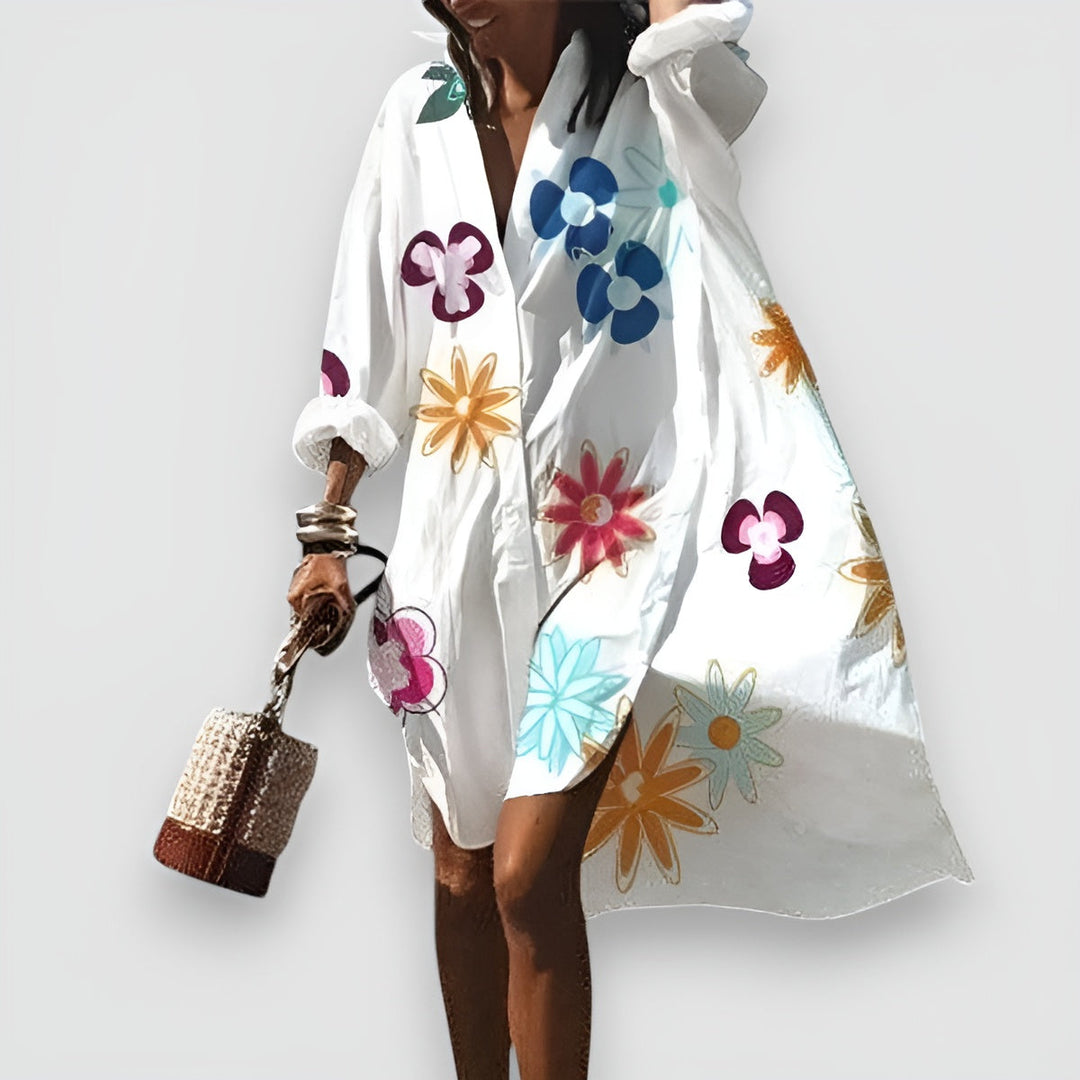 Levoire | Robe Chemise Élégante Et Polyvalente Fleurs
